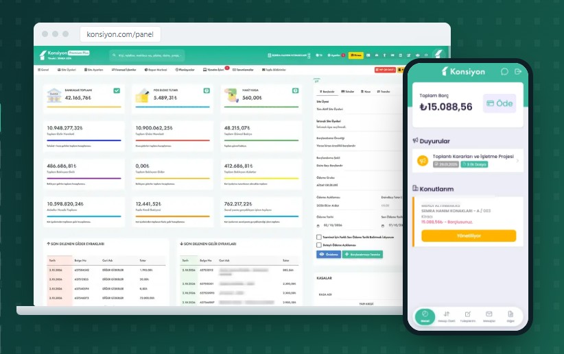 Site yönetim programında işletme projesi, bilanço ve hazirun listesi tek tıkla hazır